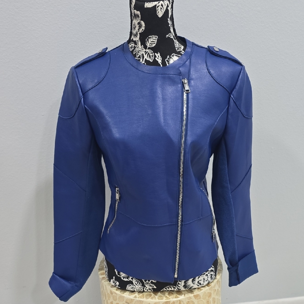 Guess Royal Blue Leather Jacket